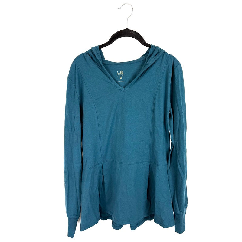 Dark Teal Hooded Long Sleeve Top- Size 6/8