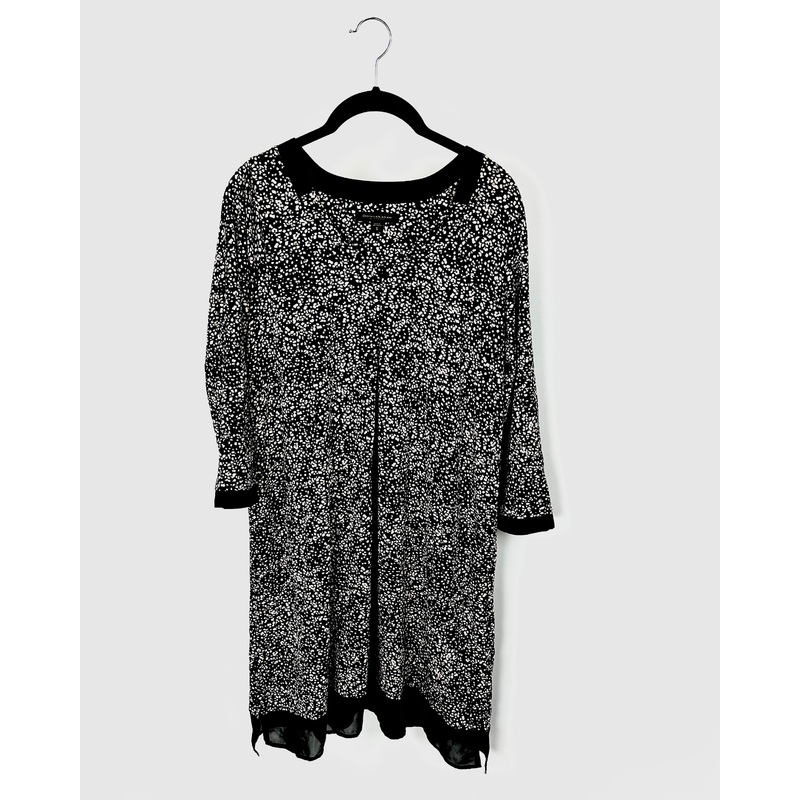Black and Tan Speckled Crop Sleeve Nightgown – Small