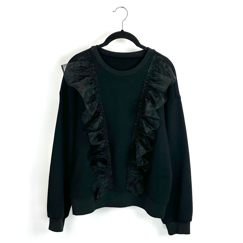 Black Sweatshirt with Mesh Ruffle – Size 2/4
