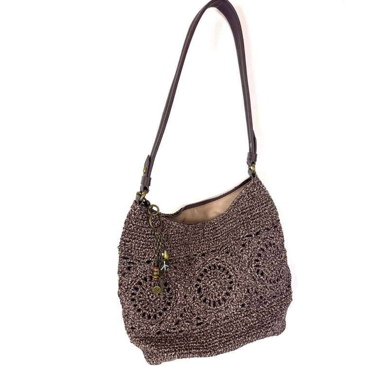 Brown Abstract Crochet Shoulder Bag