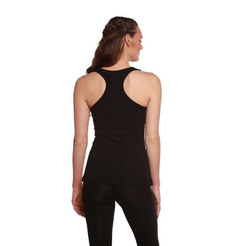 Clearance Women’s Bamboo/Cotton Racer Back Tank Top Medium Black
