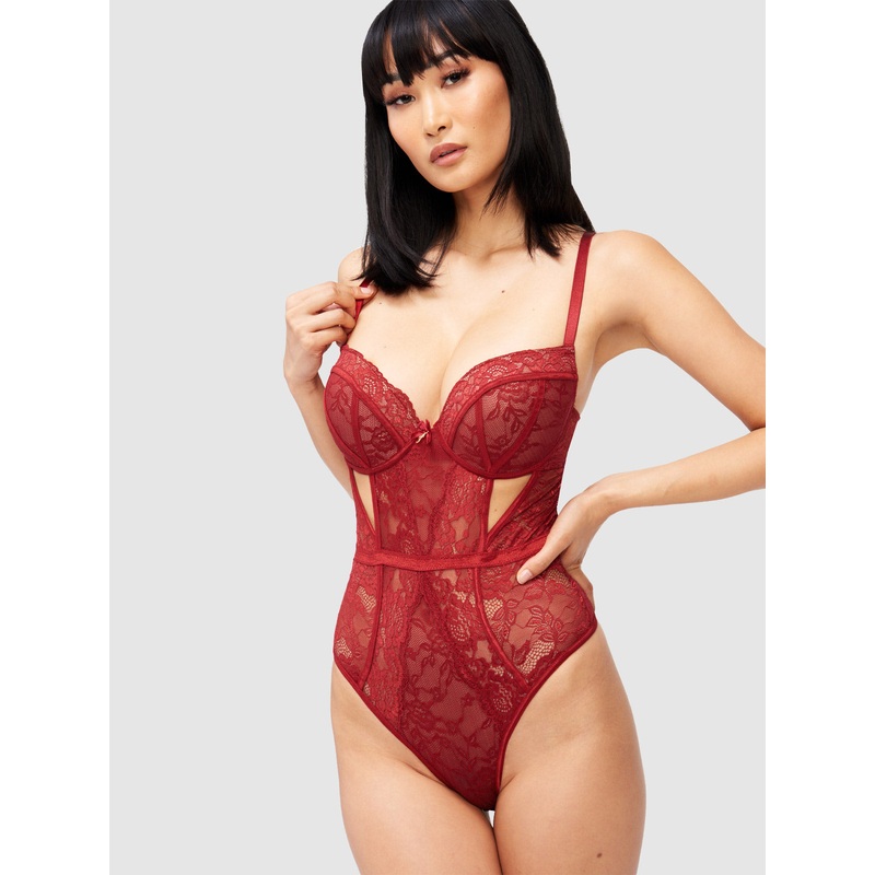 Desiree Lace Teddy Red Dahlia S