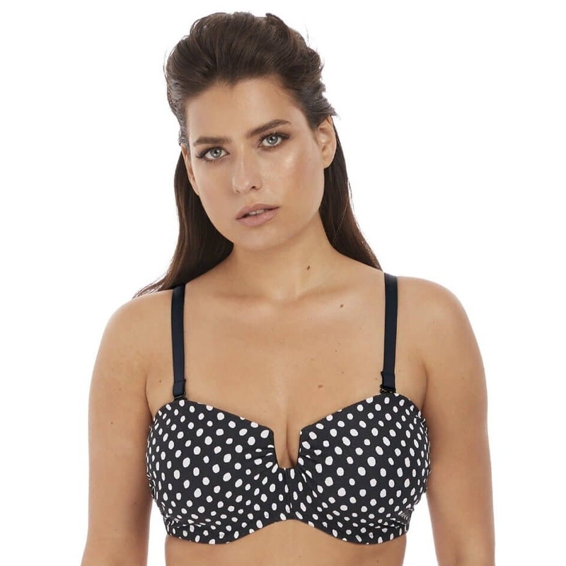 Fantasie Swim Santa Monica Underwire Bandeau Multiway Bikini Top – Black/White 30D Black/White