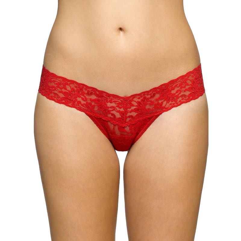 Signature Lace Red Low Rise Thong Red O/S
