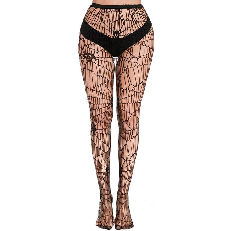 Artistic Skull Fishnet Tights BLACK F