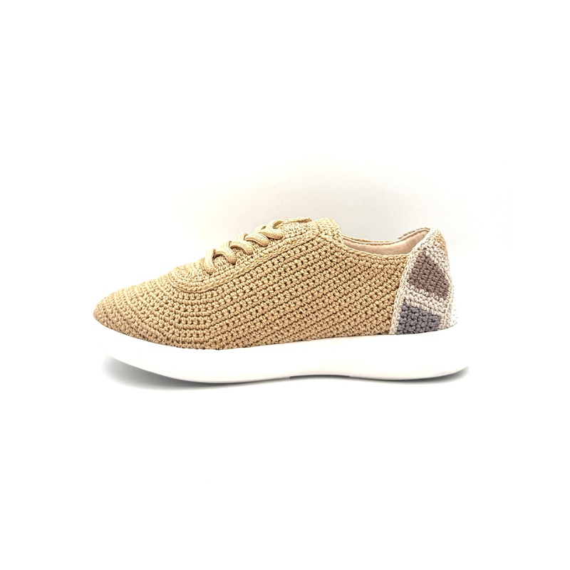 Beige Crochet Sneaker With Sun Detail – Size 6