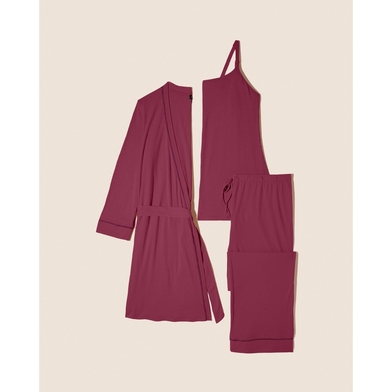 Pyjama D’Allaitement 3 Pices Avec Peignoir Deep Ruby S