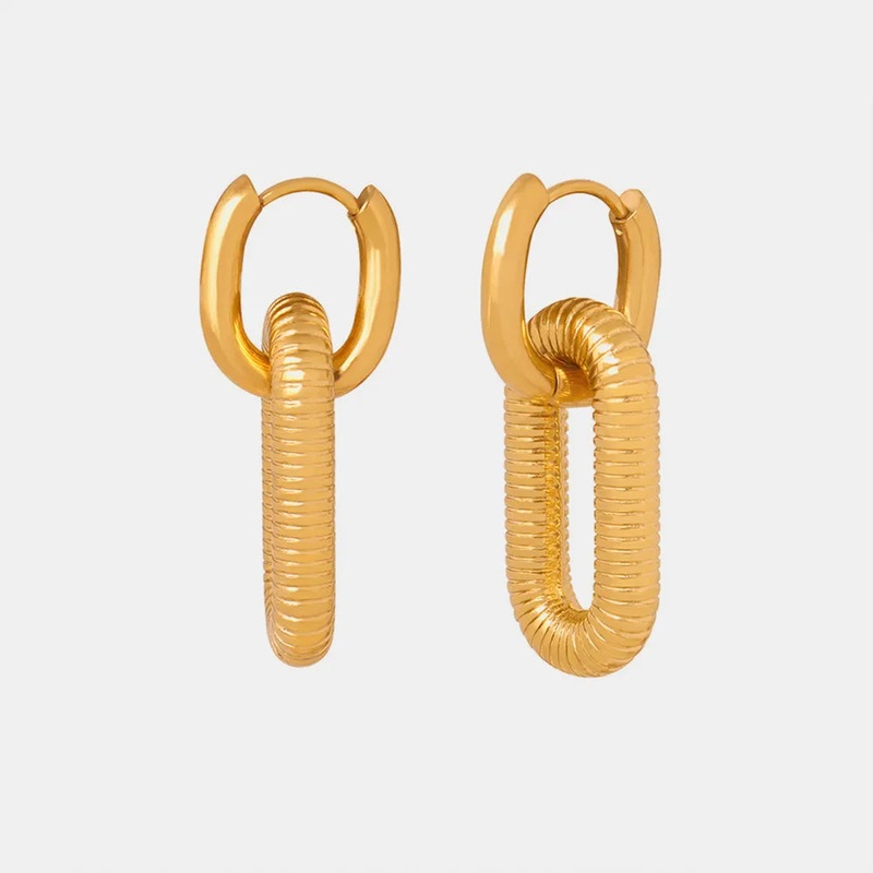 Titanium steel Dangle Earrings Gold One Size