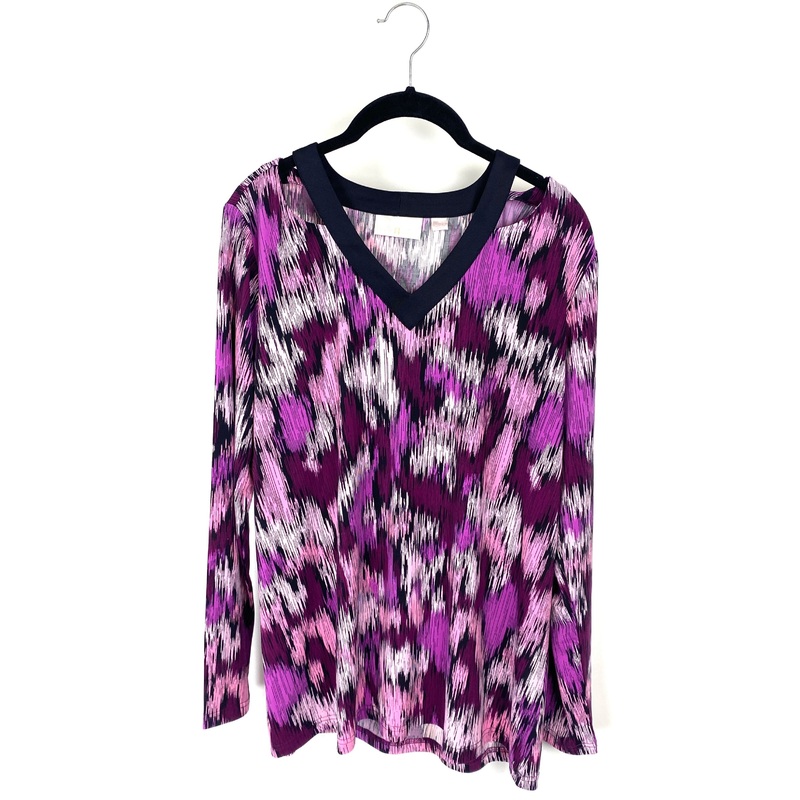 Purple and Black Neck Trim Top – Medium/Large, Large/Extra Large Medium