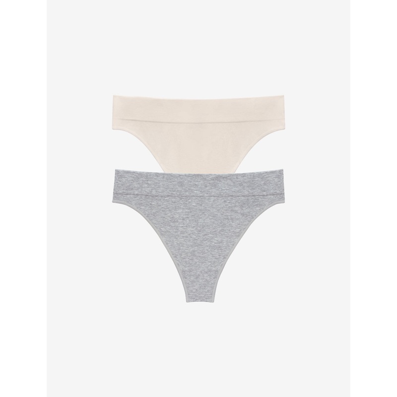Seamless Cloud Cotton Thong – 2 Pack seasalt-heather-gray XS