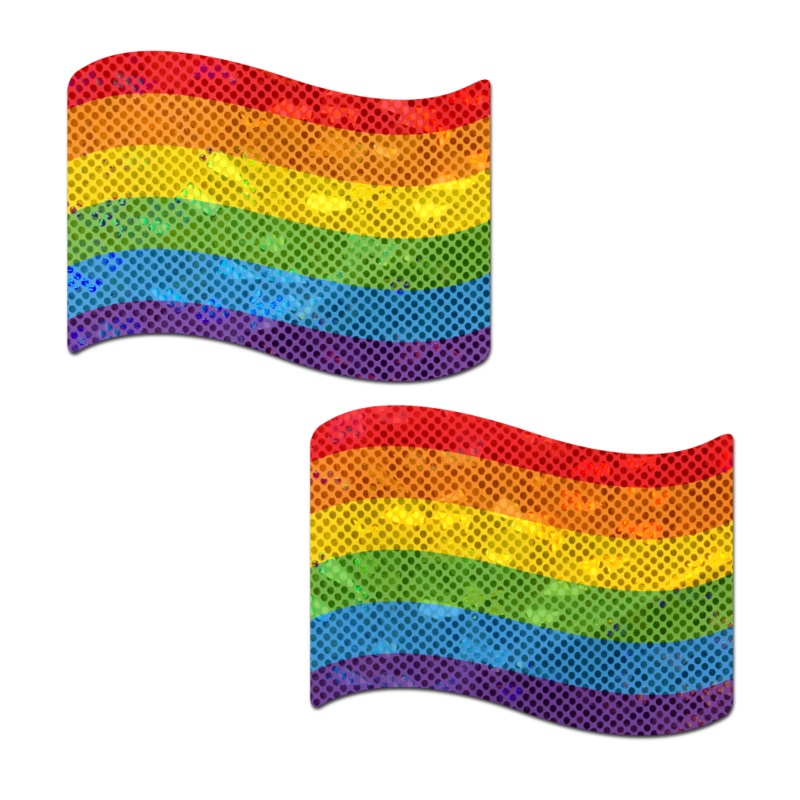 Flag: Gay Rainbow Waving Flag Nipple Pasties by Pastease o/s Rainbow