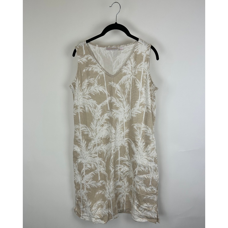 Beige Lightweight Palm Tree Dress – Size 6/8