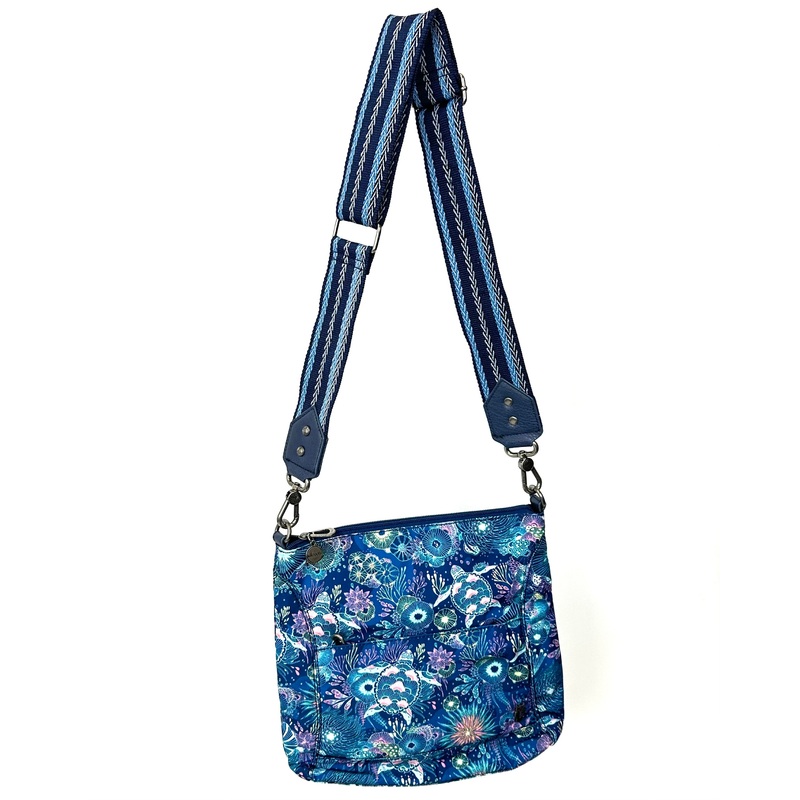 Blue Abstract Floral Print Bag