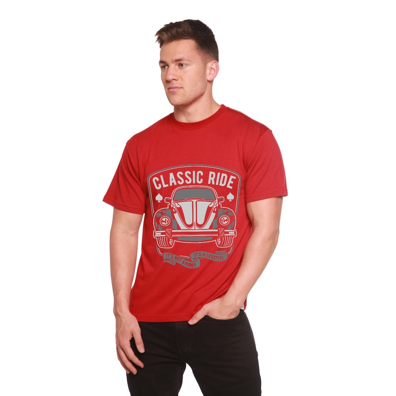 Classic Ride Men’s Bamboo Viscose/Organic Cotton Short Sleeve Graphic T-Shirt Medium Black