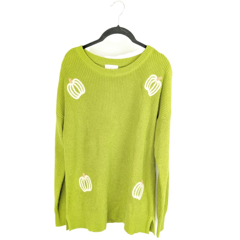 Lime Green Pumpkin Sweater – Size 6/8