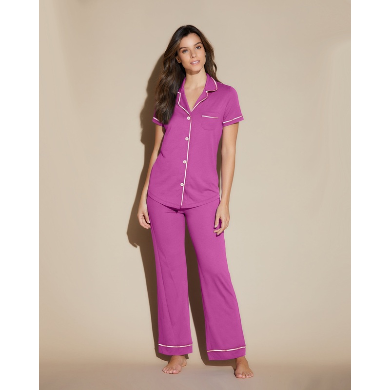 Short Sleeve Top & Pant Pajama Set Cape Fuchsia/Fiore XS