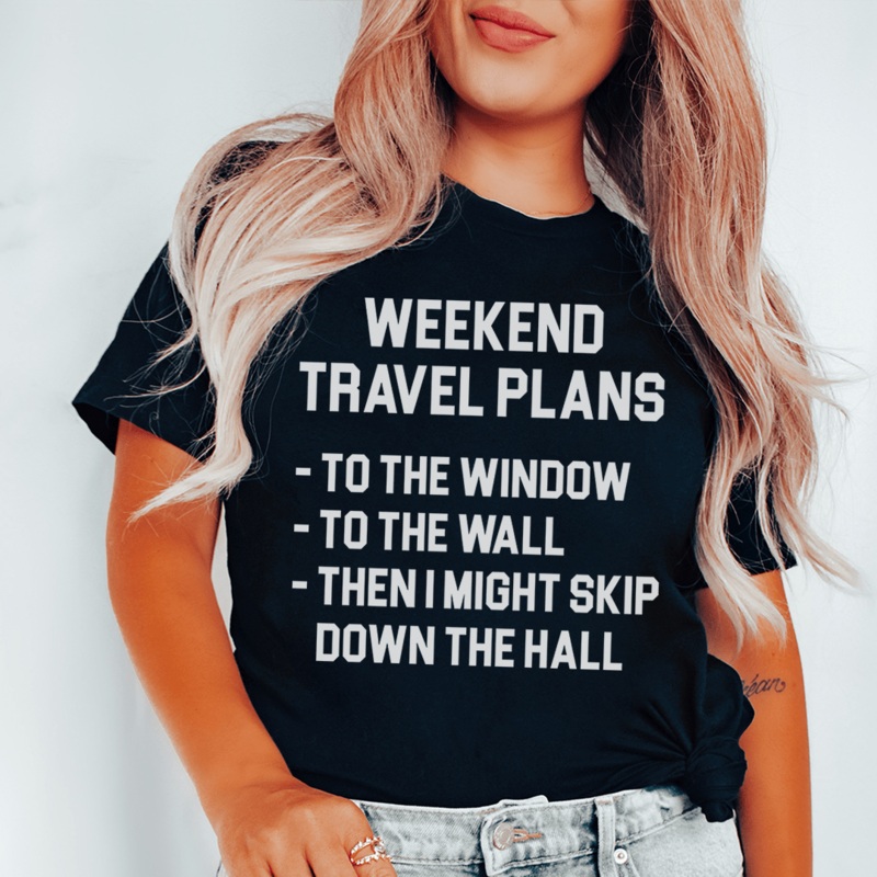 Weekend Travel Plans Tee Black Heather S