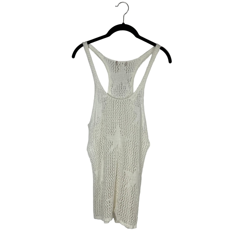 White Knit Tank Top With Stars – Small