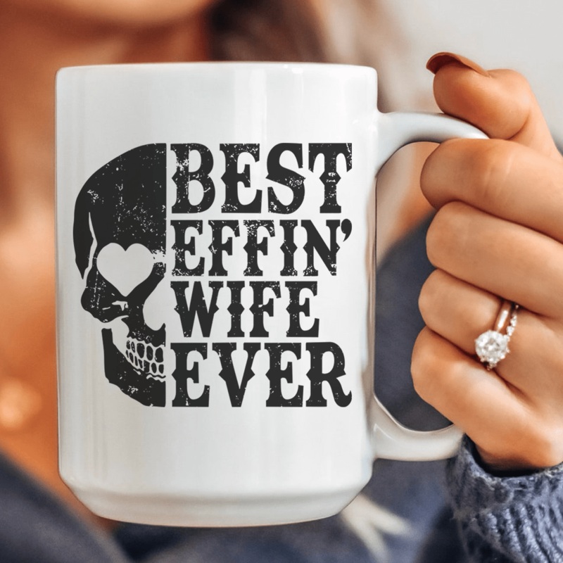 Best Wife Ever Skull Ceramic Mug 15 oz White One Size