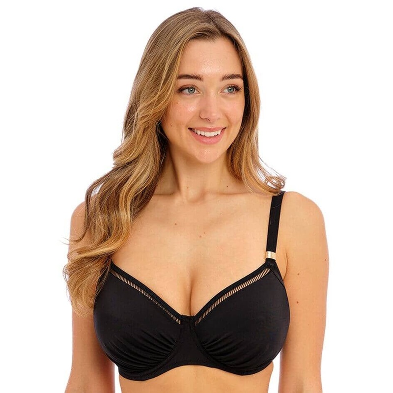 Fantasie Swim East Hampton Underwire Gathered Full Cup Bikini Top – Black 32D