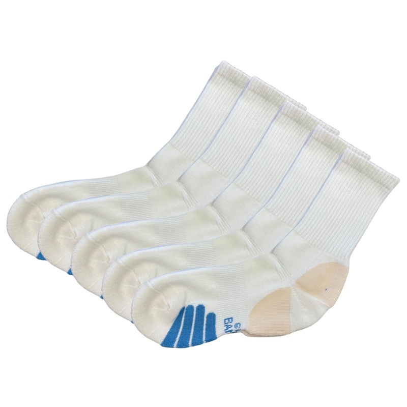 High Performance Crew Bamboo Viscose Socks Unisex White Color – 5-pack Medium