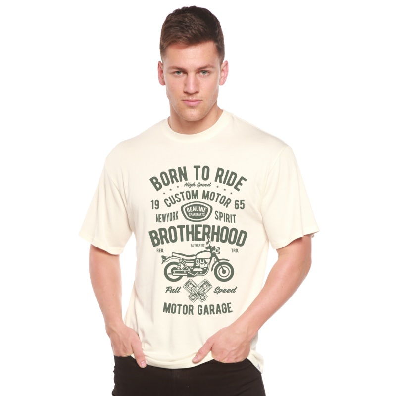 Motorcycle Brotherhood Men’s Bamboo Viscose/Organic Cotton Short Sleeve Graphic T-Shirt Medium Black