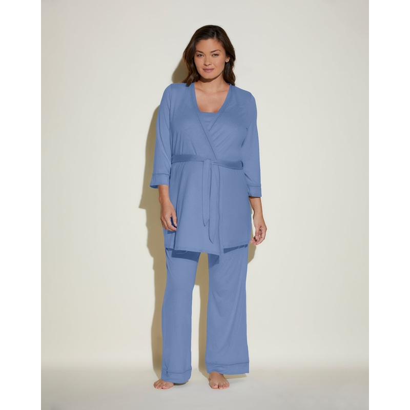 Nursing 3 Piece Pajama Set With Robe Luzerne Blue/Luzerne Blue S
