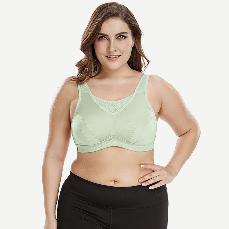 Plus Size High Impact Large Bust Full Coverage Workout Bras Green 42B/95B