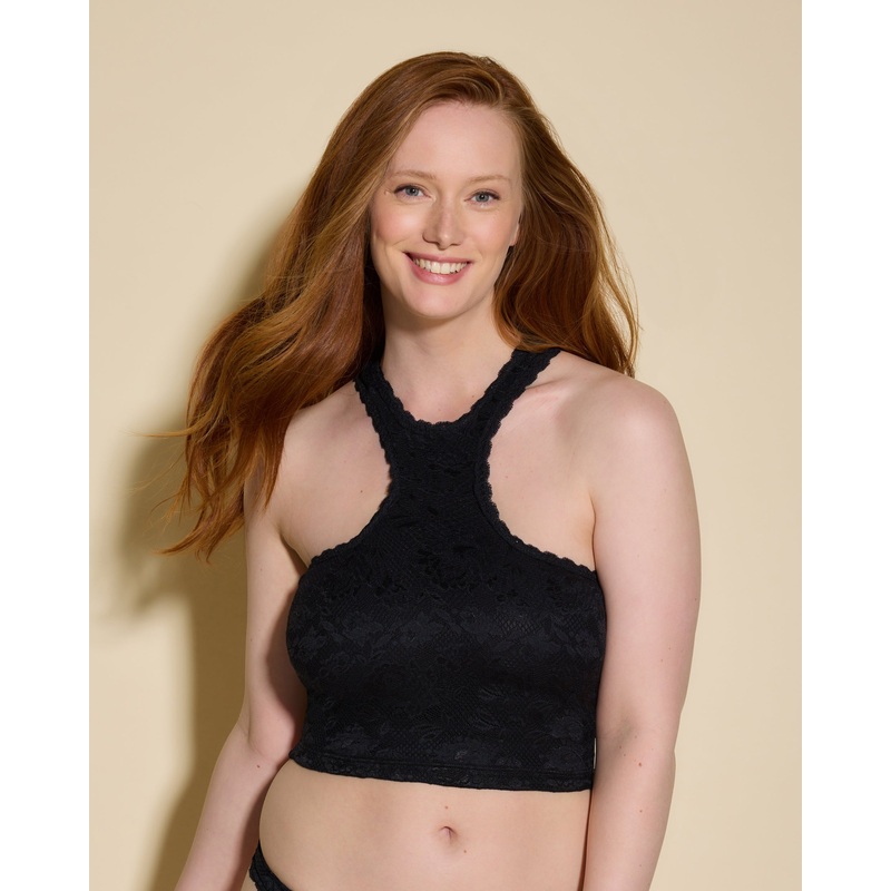 Top Crop Cuello Halter Curvy Negro S