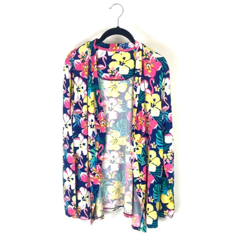 Tropical Multicolor Print Open Cardigan – Small