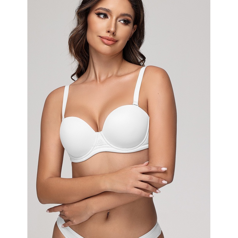 Wingslove Women’s Strapless Full Figure Bra Underwire Multiway Contour Plus Size Bra White 32B