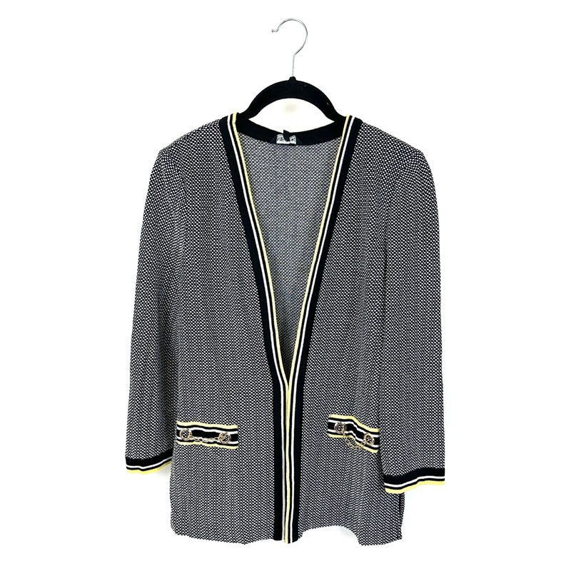Black, White, Yellow and Gold Chain Cardigan – Size 4/6