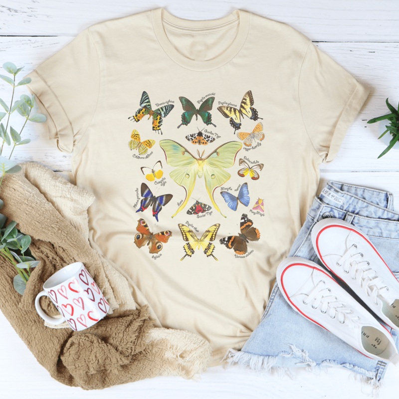 Butterflies Tee Black Heather S