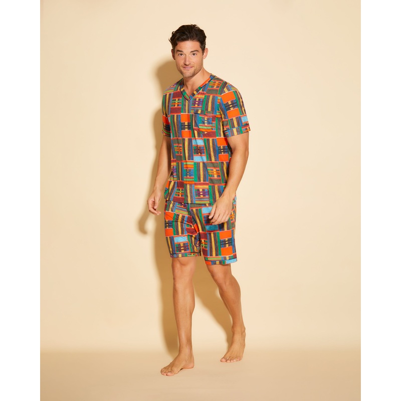 Pigiama Da Uomo Con Top  Maniche Corte E Pantaloncini Kente S