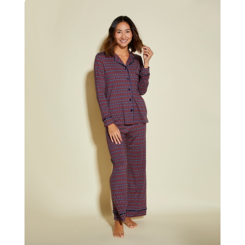 Pigiama Petite Con Top A Maniche Lunghe E Pantaloni Geo 2 Sahara/Navy PS