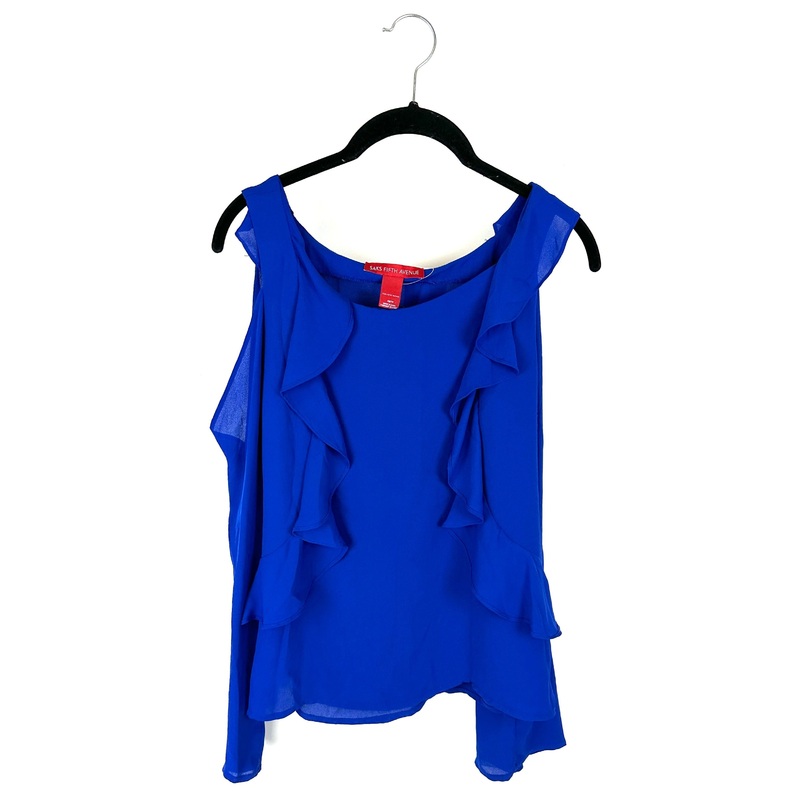 Ruffle Royal Blue Blouse – Extra Small Extra Small