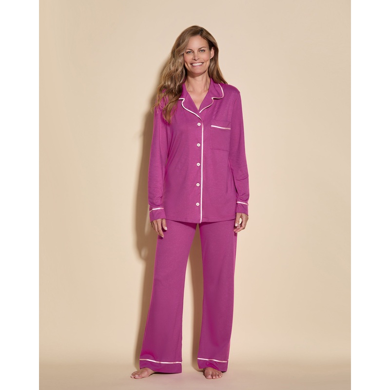 Top A Manica Lunga E Pantalone Lungo Cape Fuchsia/Fiore XS