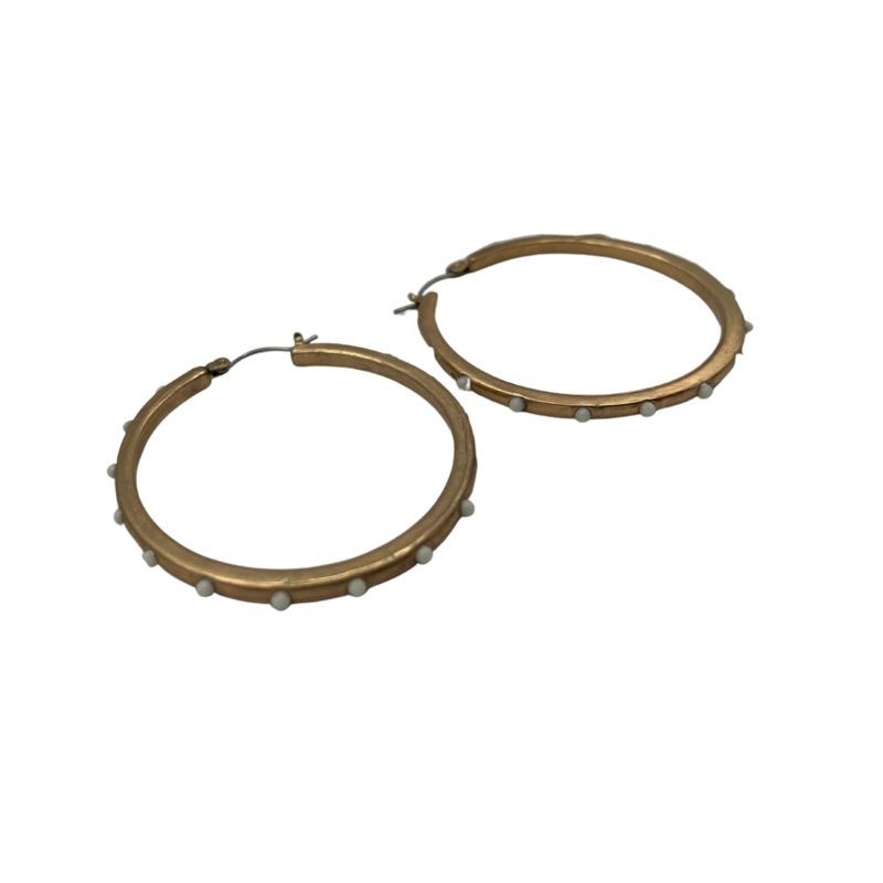 White Detail Gold Hoop Earrings