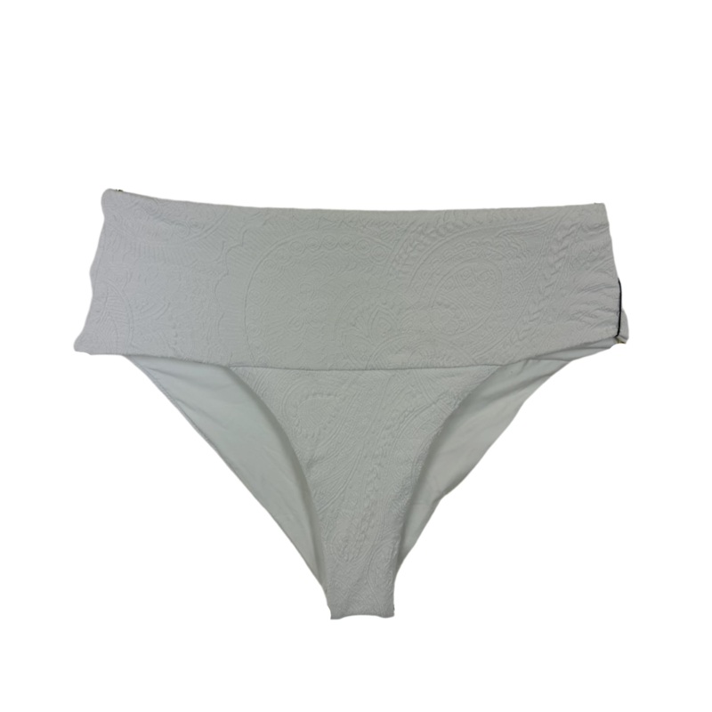 White Embossed Thick Waistband and Fuller Coverage Bikini Bottom – Extra Small and Extra Extra Large Extra Small