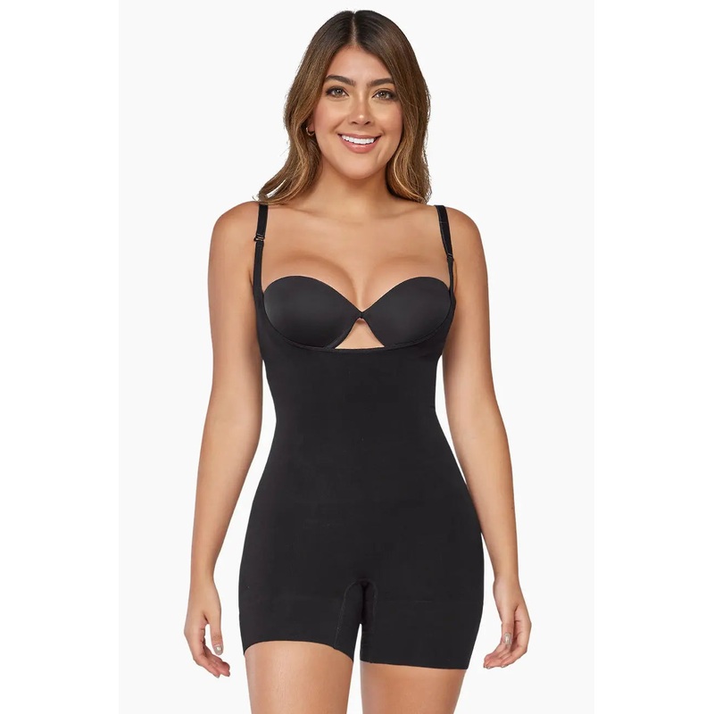 CURVEEZ Shapewear Bodysuit Second Skin Hip Hugger Black XS