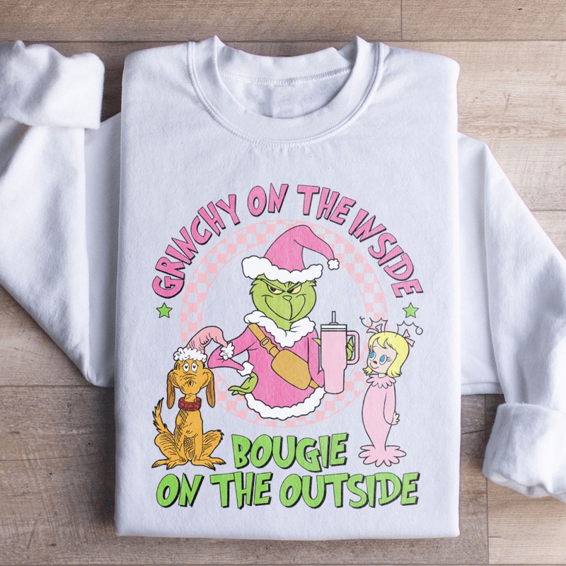 Grinchy On The Inside Bougie On The Outside Sweatshirt S Sport Grey
