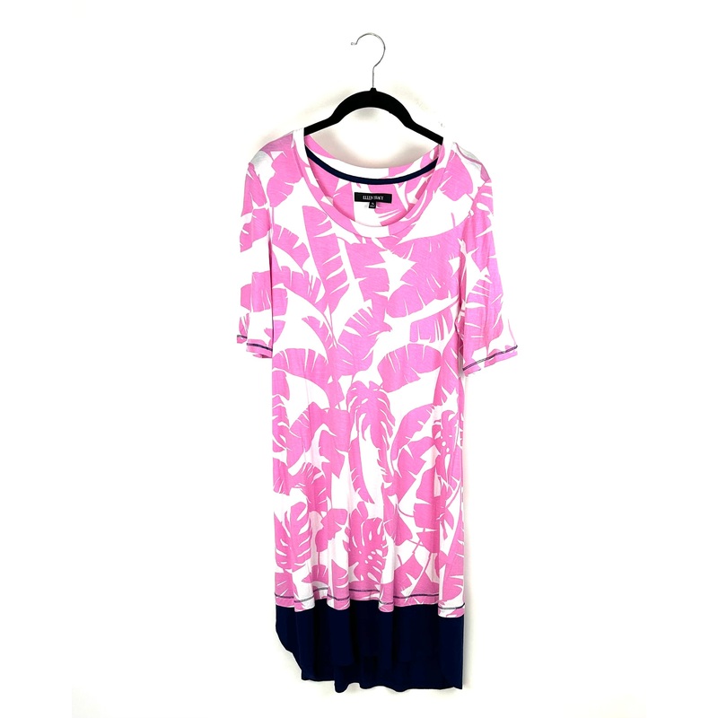 Lightweight Pink Leaf Printed Lounge Dress – Small