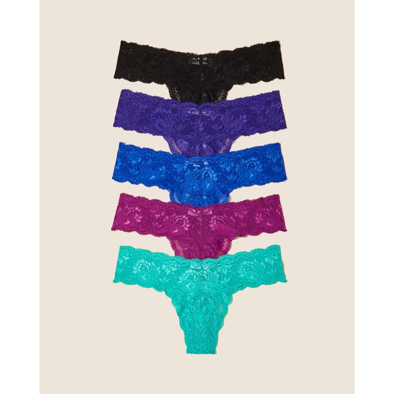 Tanga Cutie, 5Er-Pack Black Swiss Beet Cobalt Violette Addy Green Einheitsgre