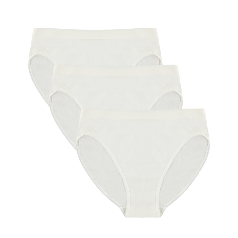 Women’s Bamboo/Cotton High Leg Brief Style Underwear Natural Color – 3-pack Small