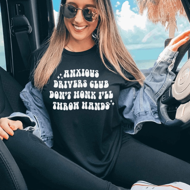 Anxious Drivers Club Don’t Honk I’ll Throw Hands Tee Black Heather S
