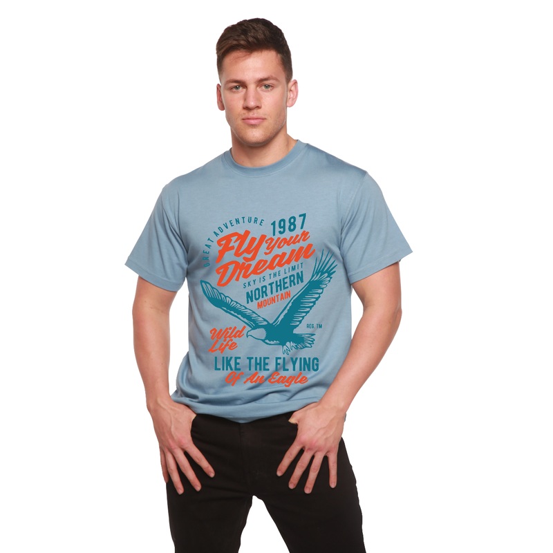 Fly Your Dream Men’s Bamboo Viscose/Organic Cotton Short Sleeve Graphic T-Shirt Medium Black