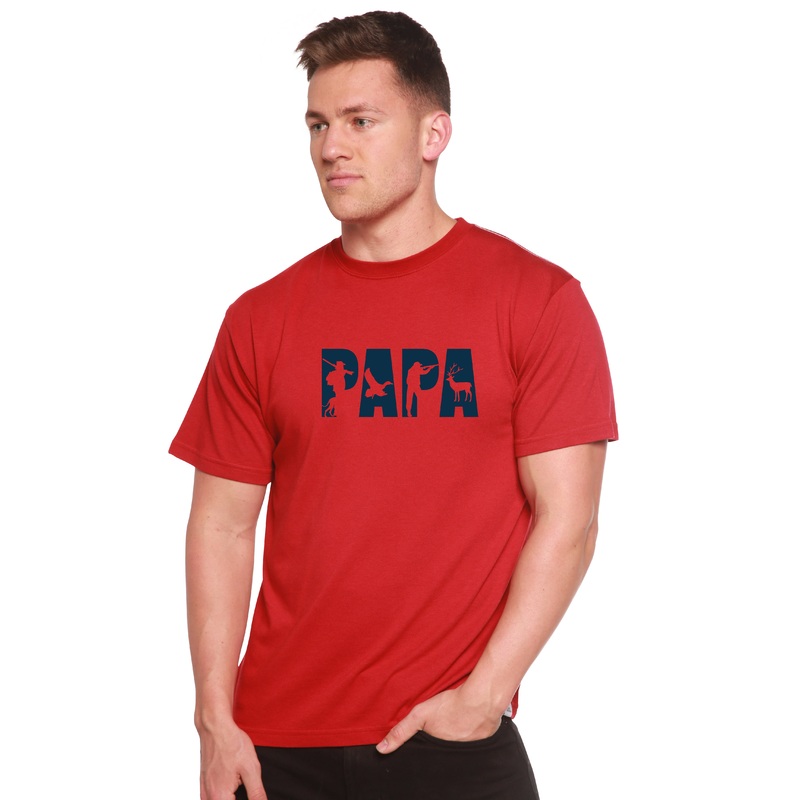 PAPA Men’s Bamboo Viscose/Organic Cotton Short Sleeve Graphic T-Shirt Medium White