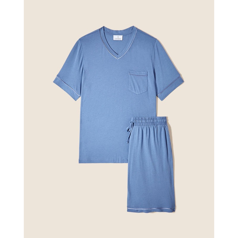 Pigiama Da Uomo Con Top  Maniche Corte E Pantaloncini Luzerne Blue/Luzerne Blue S