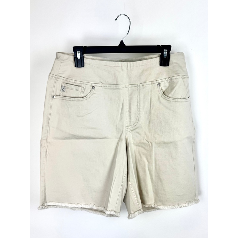 Creme Stretch Bermuda Shorts Freyed Hem  Size 12
