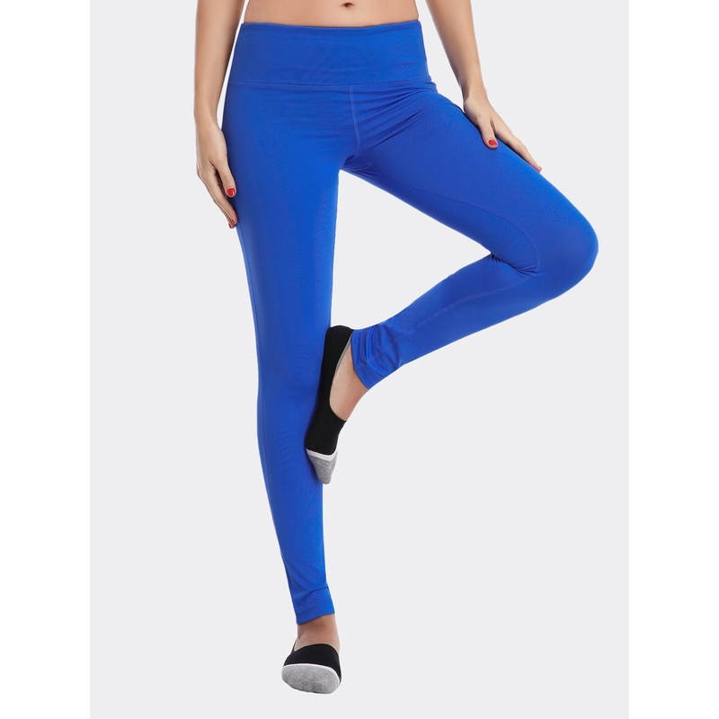 Full Length Yoga Pants Sports Leggings Blue M